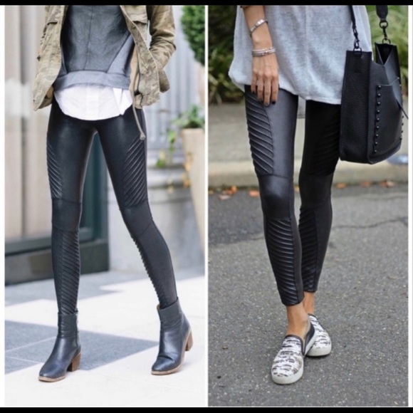 Spanx Moto Faux Leather Leggings 